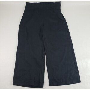 Talbots 100% Linen Wide Leg Pant Womens Large Black Lightweight Side Zip Trouser